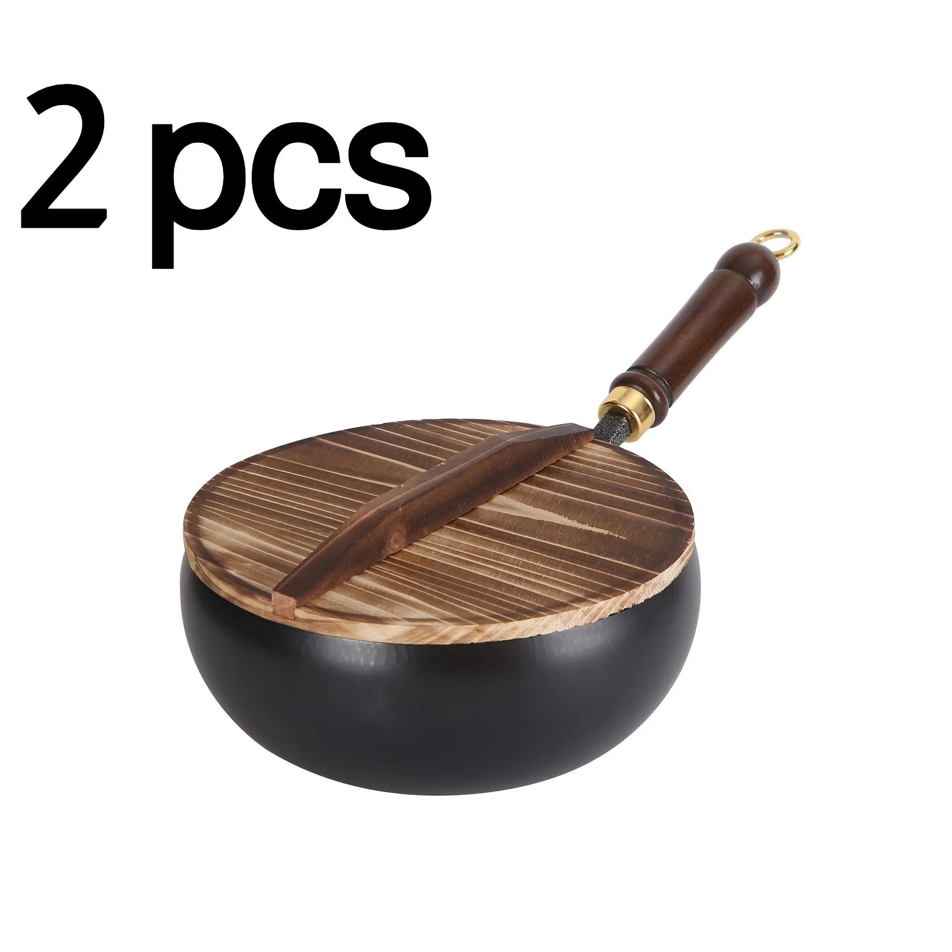 Big Belly Pot Household Hand Hammered Traditional Deepened Non-stick Iron Pot Multipurpose Uncoated Small Frying Pan with Lid