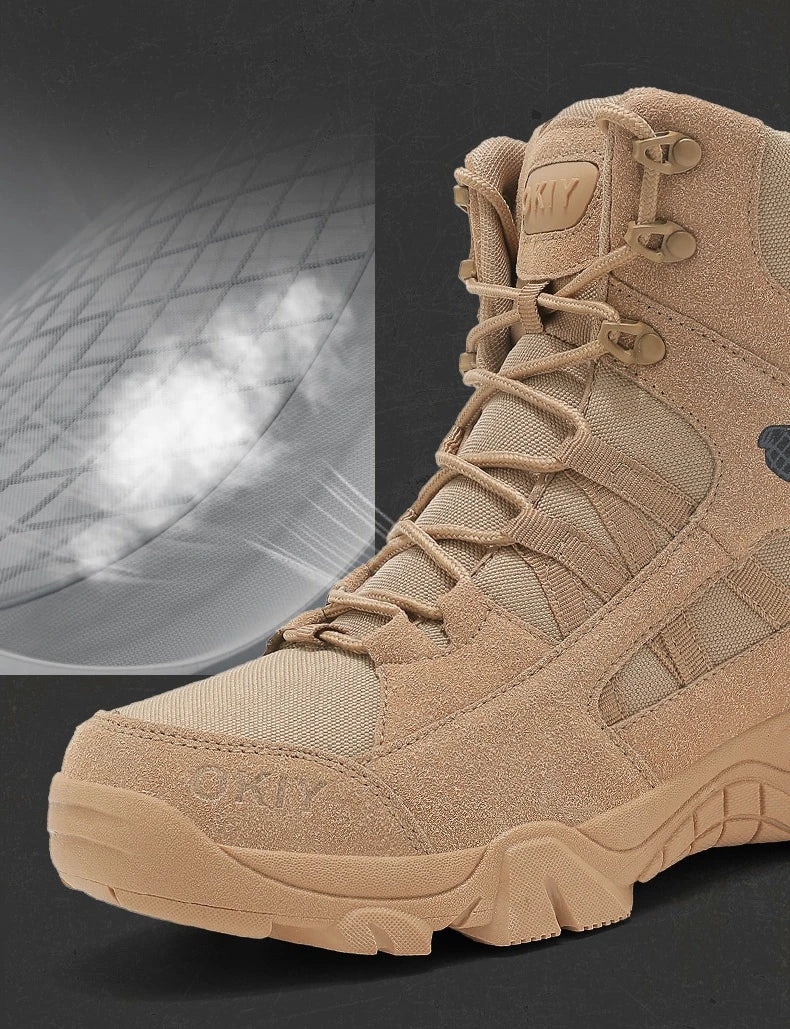 Hiking Men Shoes Mid-top Outdoor Comfortable Anti-slip Combat  Boots Men Shoes Thick-soled Sporty Keep Warm Casual Men Shoes