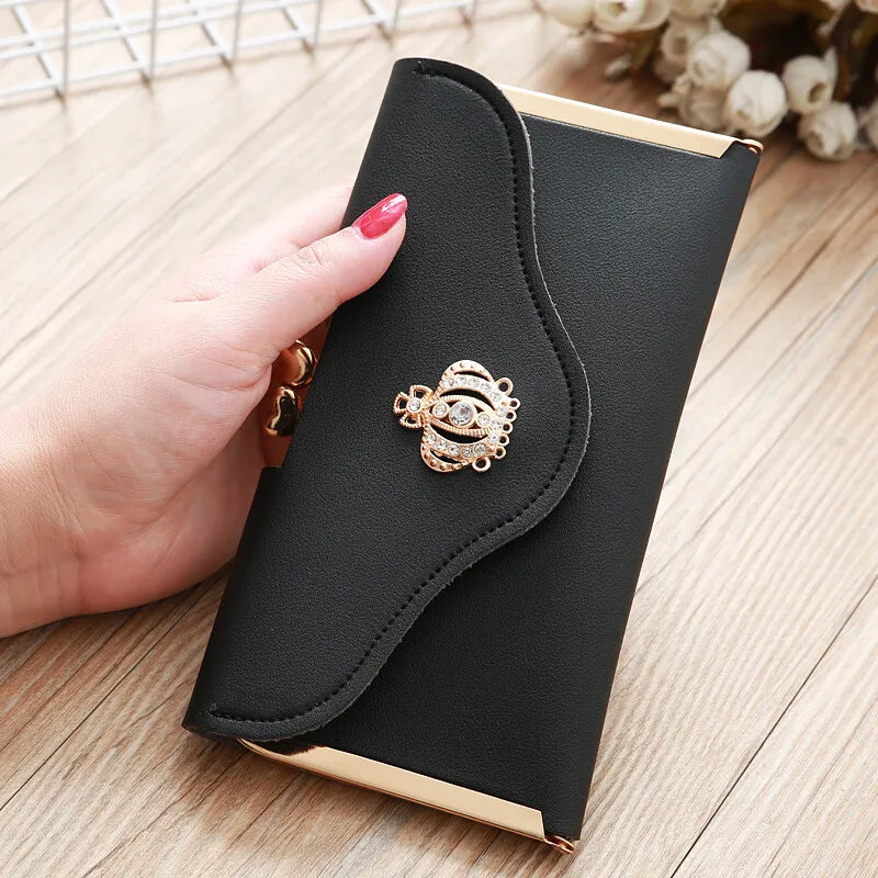 Women's Long Wallet Crown Style Hasp Zipper Money Bag Pouch Female Envelope Coin Purse ID Cards Holder Portable Clutch Handbag