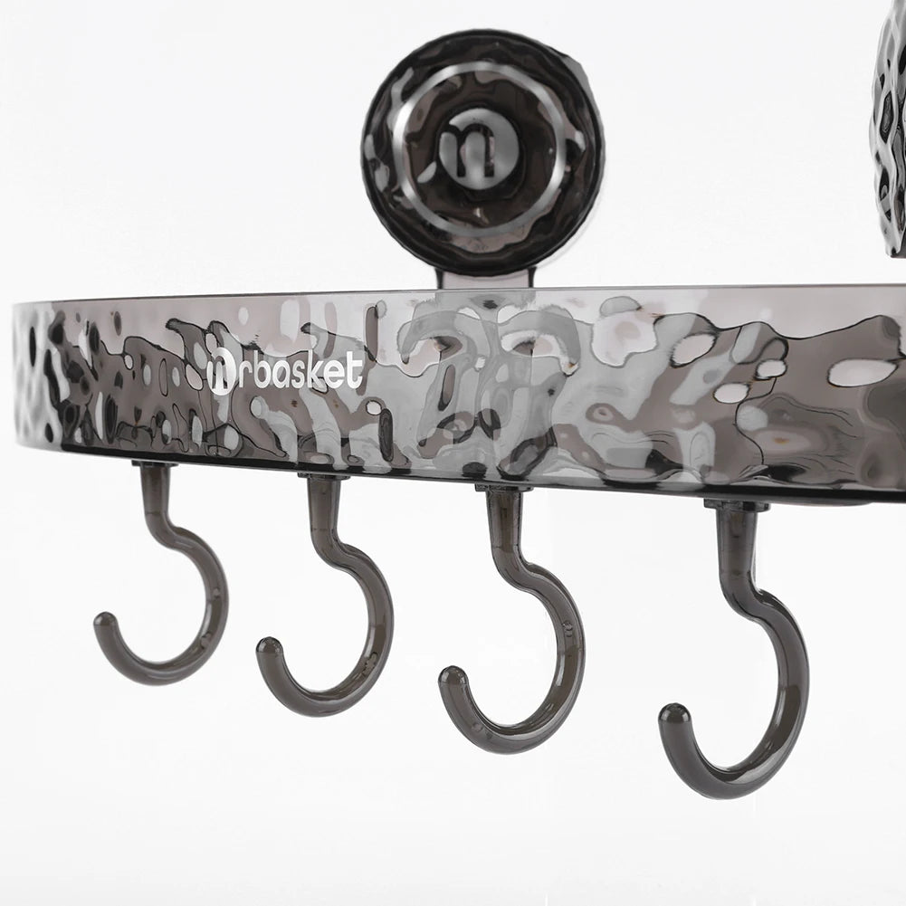 Bathroom Shower Shelf Storage Basket with 4 Hooks Wall Mounted Organizer for Shampoo Conditioner Waterproof for Bathroom Storage