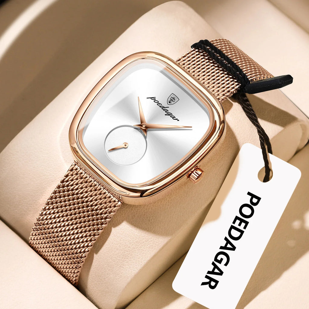 POEDAGAR Luxury Brand Woman Watch Waterproof Stainless Steel Mesh Women's Watches Fashion Elegant Quartz Ladies Wristwatch Reloj