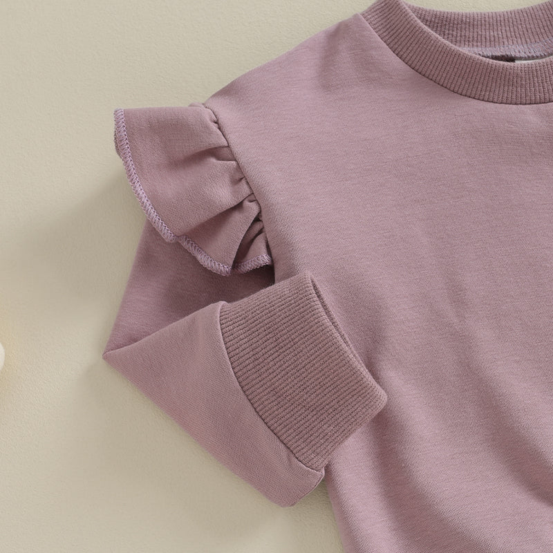 Tregren 0-24M Infant Baby Girls Clothes Long Sleeve Solid Color Sweatshirt Tops Pants 2pcs Set Outfits Toddler Casual Tracksuit