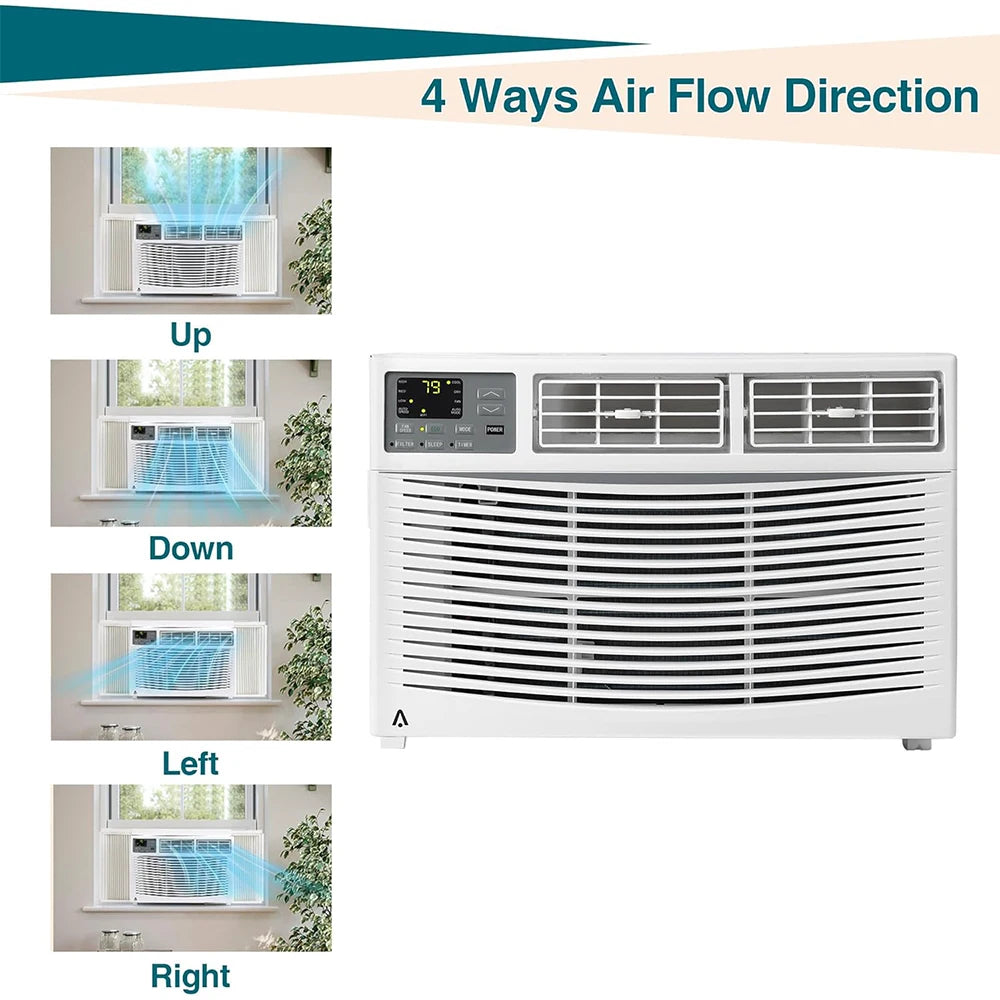 8000 BTU WiFi Window Air Conditioner for Bedrooms Small Rooms Remote & App Control Ultra Quiet (53 dB) 3 Fan Speeds Sleep Mode