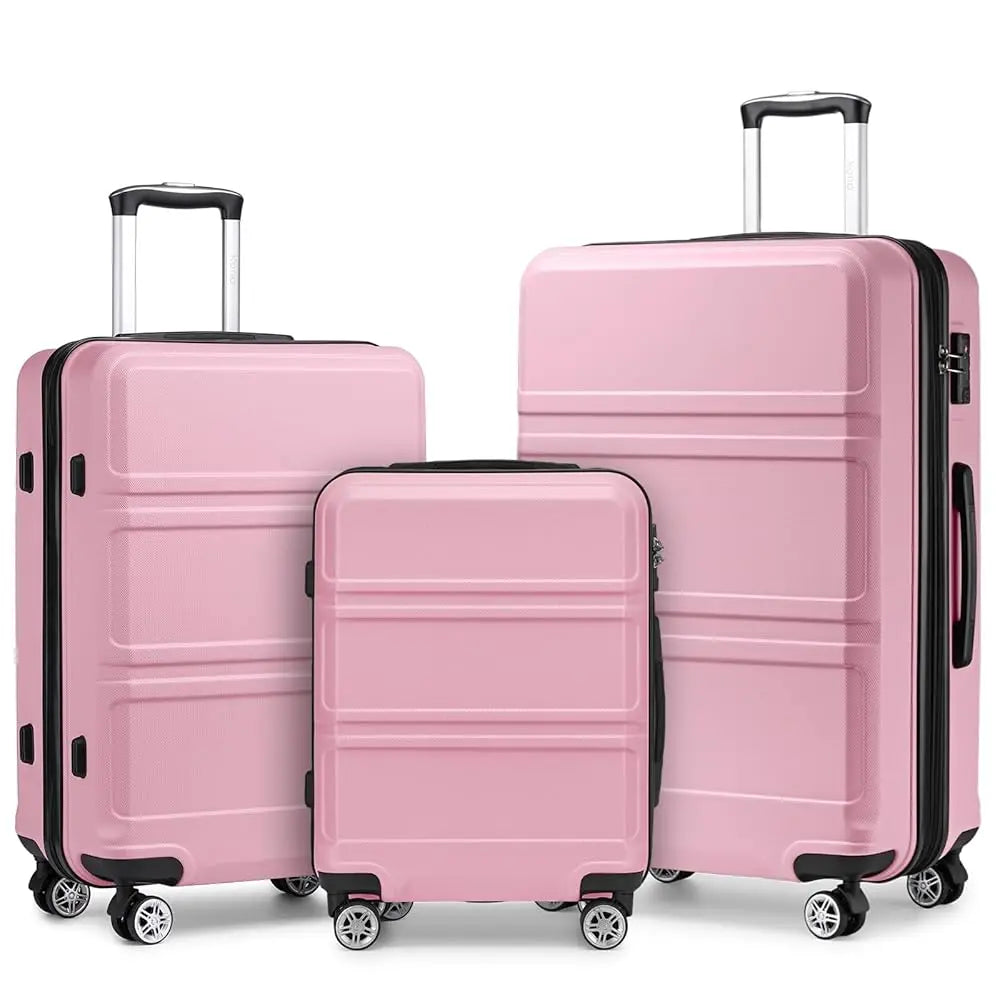 Kono 3 Piece Luggage Sets Expandable(only 28") Lightweight with Spinner Wheels TSA Lock Hardside Travel Rolling Suitcases