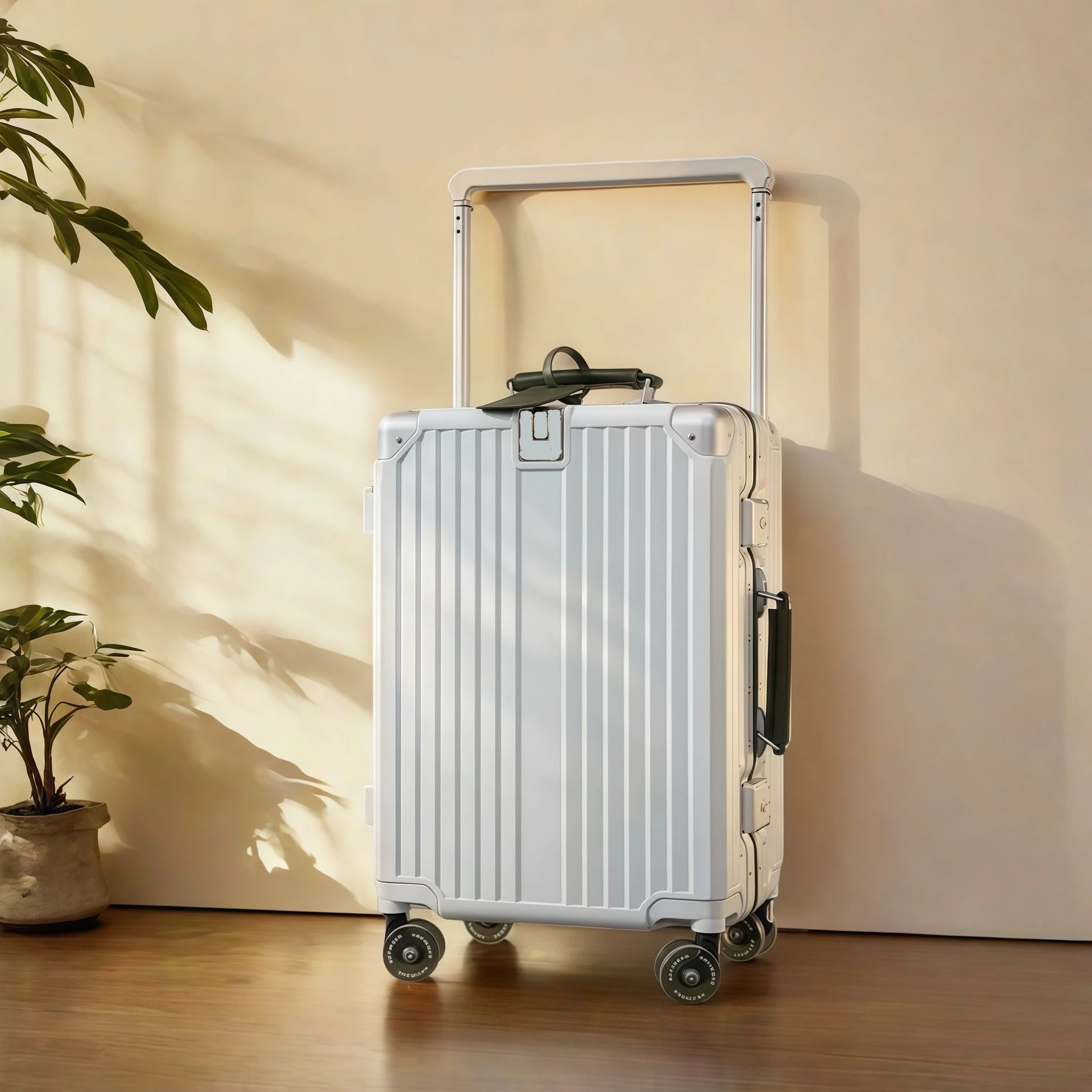 Wide Handlebar Rolling Luggage Large Capacity Travel Aluminum Frame Trolley Suitcase with Colorful Silent Spinner Wheel TSA Lock