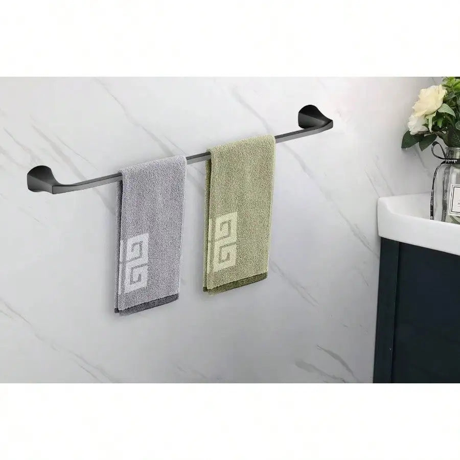 Simple Flare Wall Mount 24 Inch Towel Bar Matte Black for Bathroom Use Durable Metal Finish Rust Resistant Strong Holding Power