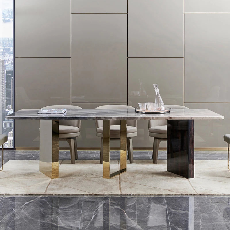 Italian Design Dining Table Modern Luxury Wood Or New Household Marble Rectangular Dining Table Set