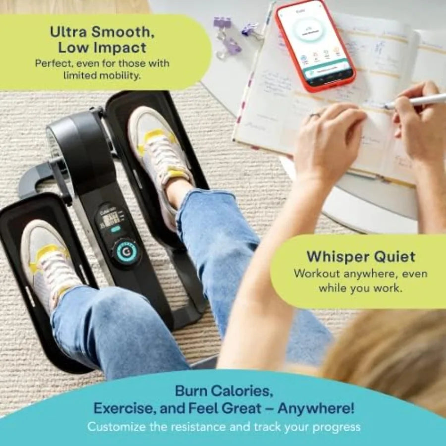 Under Desk Elliptical Bike Pedal Exerciser Portable Seated Elliptical Machine W/Adjustable Workout Levels - Adult to Seniors