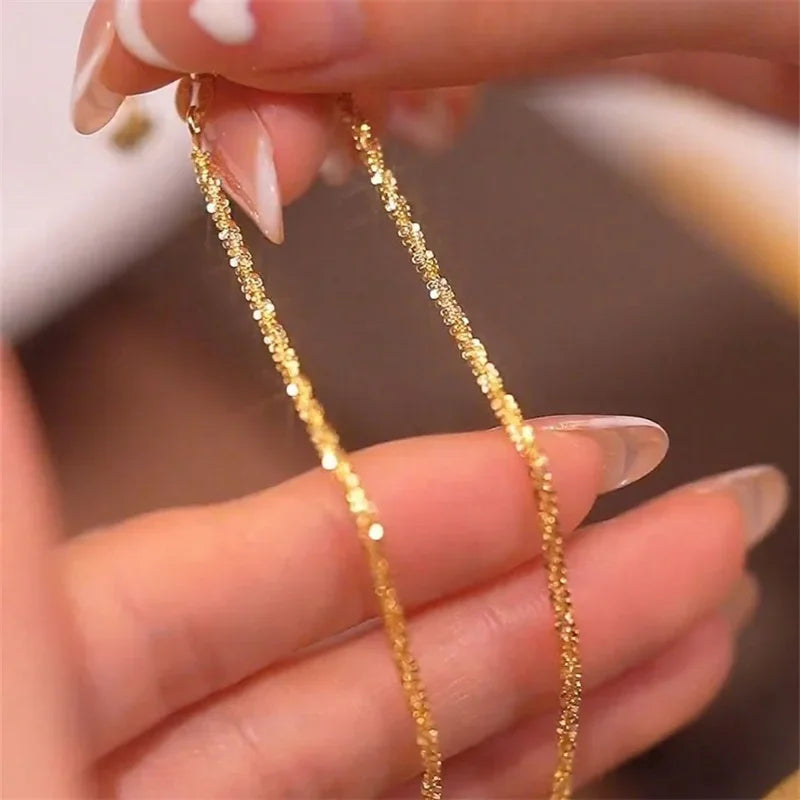 SOMILIA Fashion 18K Yellow Gold Necklace Authentic S925 Sterling Silver Sparkling Clavicle Sweater Chain High Jewelry For Woman