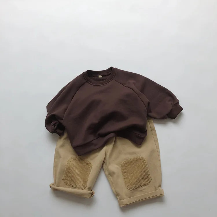 Autumn New Children Casual Sweatshirt For Boys Girls Long Sleeve Sweatshirt Solid Baby Loose Pullover Cotton Kids Clothes