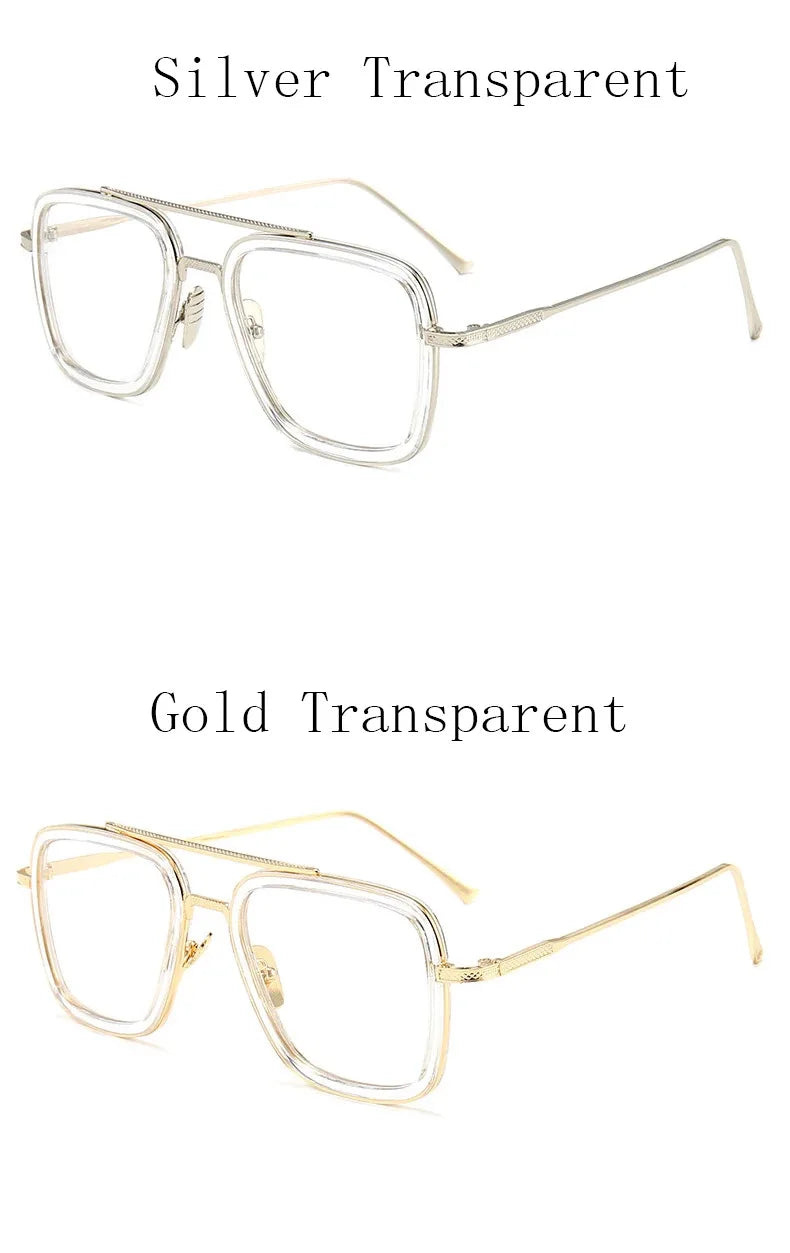 Tony Stark Robert Downey Square Sunglasses for Men Women Fashion Classic Vintage Design Metal UV400 Transparent Sun Glasses 2025