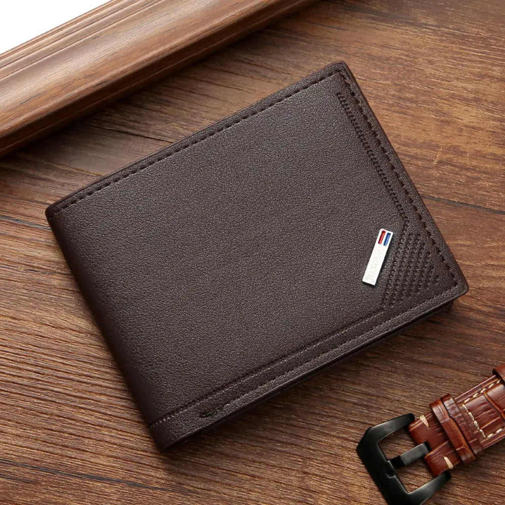 Men Short Pu Leather Wallets Vintage Thin Male Credit Card Holder Black Small Money Purses large capacity card holder Bag