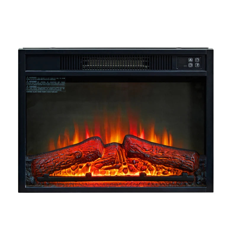 23" Fireplace 3 Dinfrared Black Fireplace Electric Insert Heater With IR Remote Control Glass View Adjustable Realistic Logs