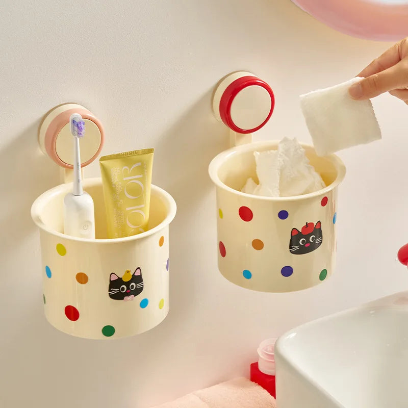 Cosmetic Storage Box, Toilet And Bathroom, Facial Tissue, Small Miscellaneous Items Storage, No-drill Suction Cup Shelf