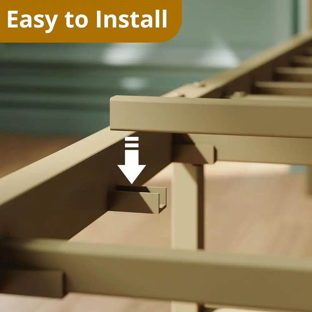 LIKIMIO XL Twin / Queen Bed Frame, Storage Headboard with Charging Station, Solid and Stable, No Box Spring Needed