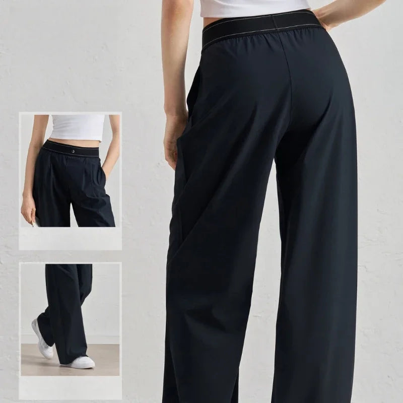 AL Women's Suit Pants Loose Casual Outdoor Comfortable Suit Pants Suit Trousers Sports High Waisted Straight Leg Wide Pants