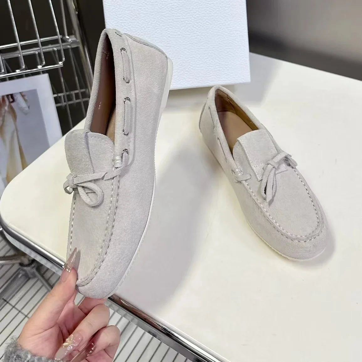 2025 Newest Spring Handmade Kid Suede Round-Toe Slip-Ons Woman Flats Comfortable Mary Janes Mules Shoes Clogs Zapatos De Mujer