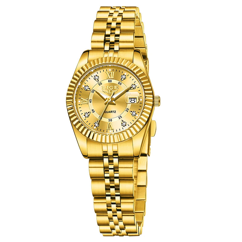 LIGE Top Luxury Watches For Women Vintage Fashion Ladies Watch Waterproof Date Stainless Quartz Wristwatches Reloj Mujer 2025