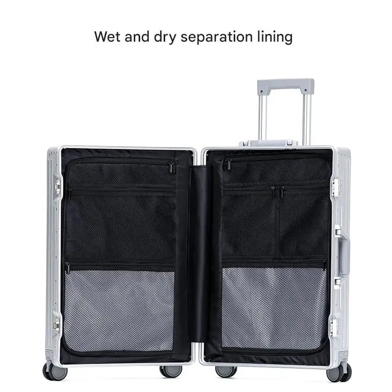 20 Inch Aluminum Rolling Trolley Case Cabin Suitcase Spinner Wheels USB Charging Travel Luggage With TSA Lock For Men Women 2025