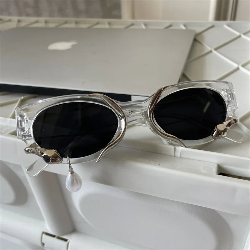 Pearl earrings water drop Designer sunglasses personalized niche sunglasses cat eye glasses for men and women