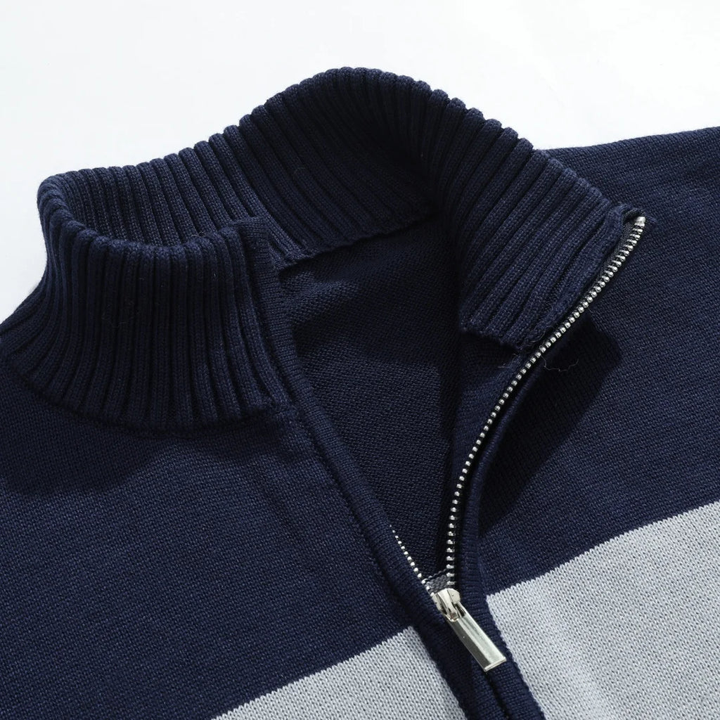 Men's Sweater Spring Stand-up collar zipper Sweater Knitted Lightweight Soft Long Sleeve Pullover Knitted Casual Tops US Size