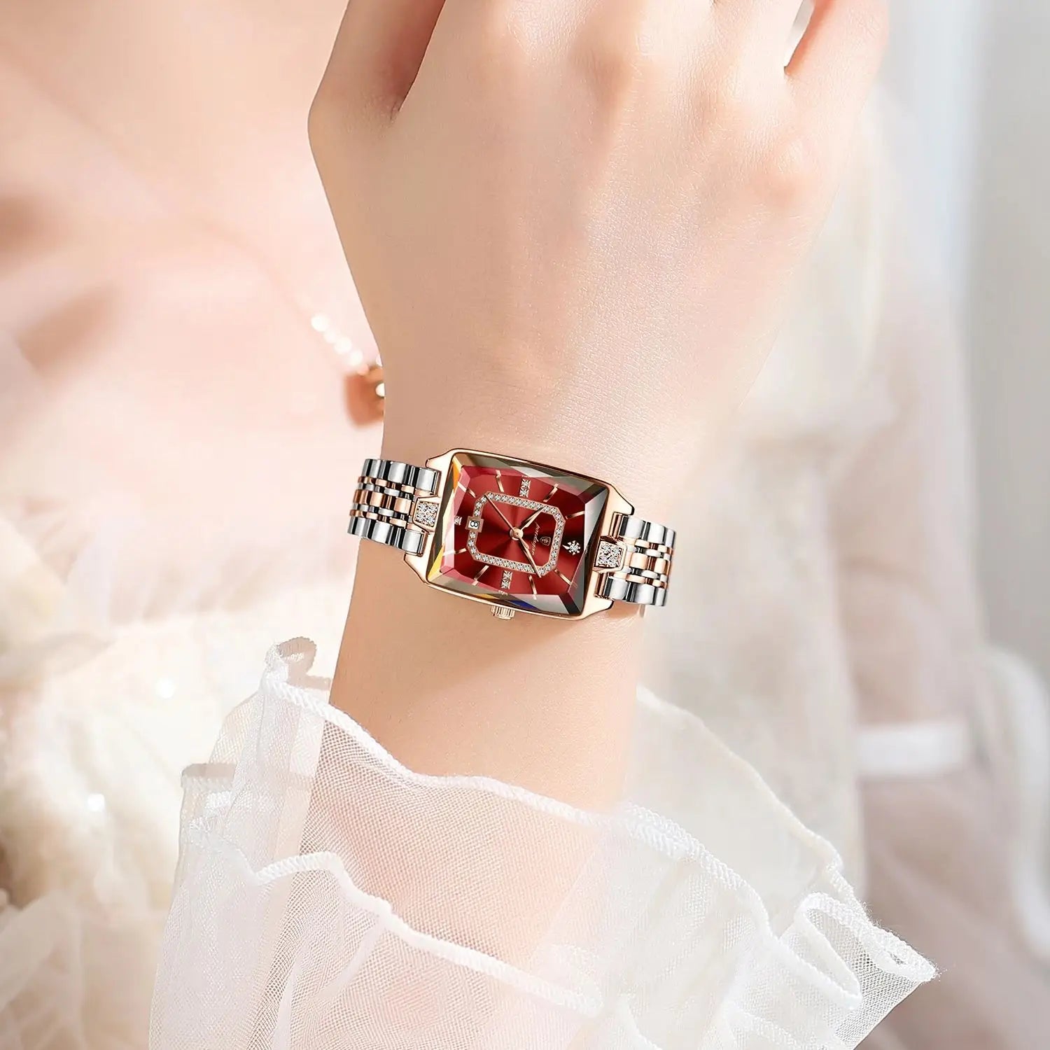 POEDAGAR Luxury Rectangle Watch For Woman Waterproof Calendar Simple Ladies Watch Fashion Stainless Steel Quartz Women's Watches