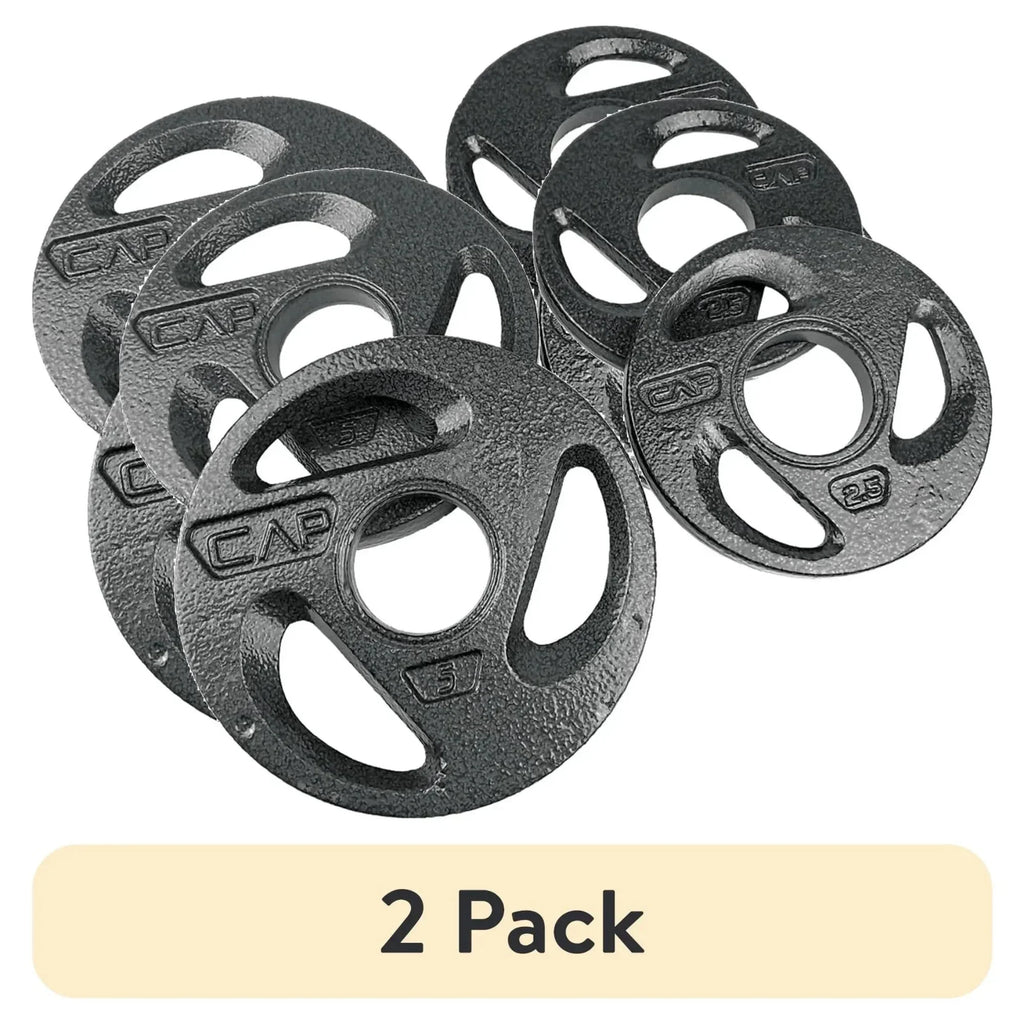 (2 pack) 15lb 2-inch Grip Plate Weight Set (2x2.5lb/2x5lb),Made of durable, long-lasting cast iron