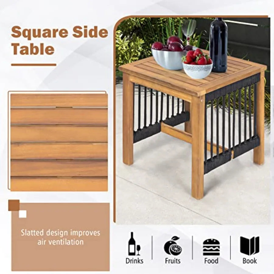 Acacia Wood Rocking Bistro Set 3 Piece Patio Bistro Set with Coffee Table AllWeather Wooden Conversation Set Rocker Bistro Out