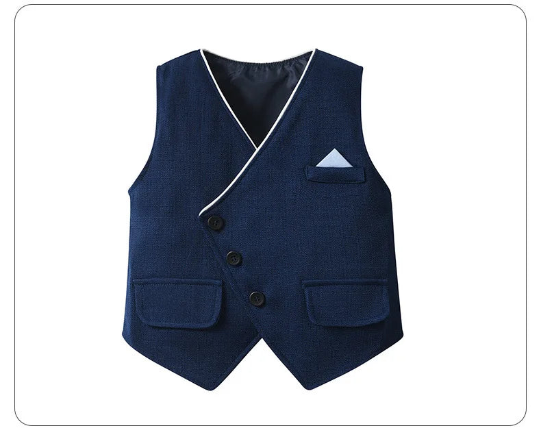 Baby Boy Clothes Sets Formal Suit Boys Long Sleeve Shirt Vest Trousers 3Pcs Sets Children Gentleman Birthday Party Clothing 1-6Y