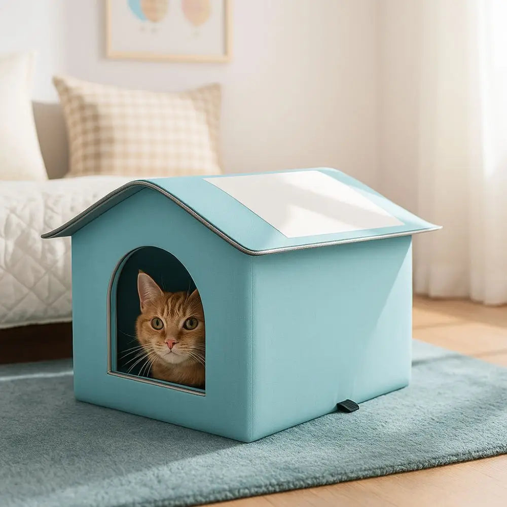 Pet Hideaway Waterproof Insulated Cat House Foldable Warm Feral Cat Shelter Enclosed Pet Condos for Cats Rabbits Dogs