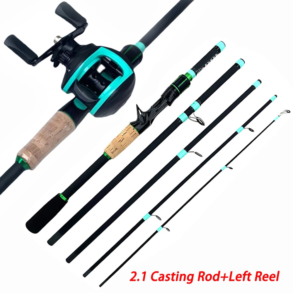 Fishing Rod Reels Combo 4/5Sections ML Action 3.5g-14g Ultralight Trave Rod With Baitcasting Reel Kit Carp Fishing Pesca1.8/2.1m