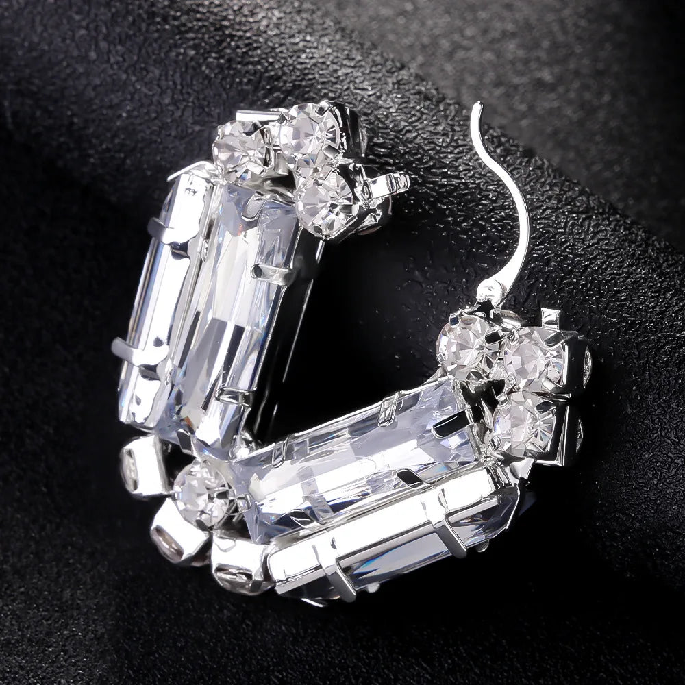 Stonefans V-shaped Earrings 2024 Designer Trend Women Sparkly Clear Crystal Party Geometric Fashion Ear Jewelry Accessories Gift