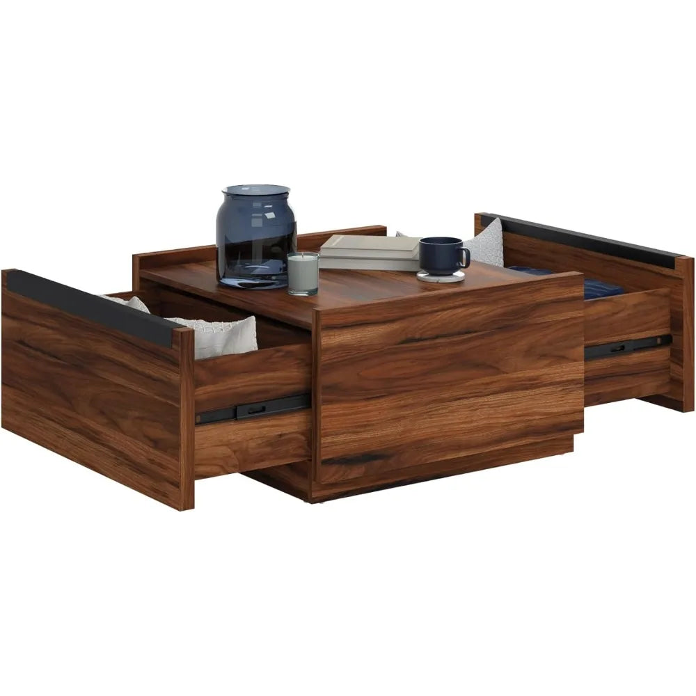 Sauder Manhattan Gate Contemporary Square Coffee Table in Blaze Acacia Finish