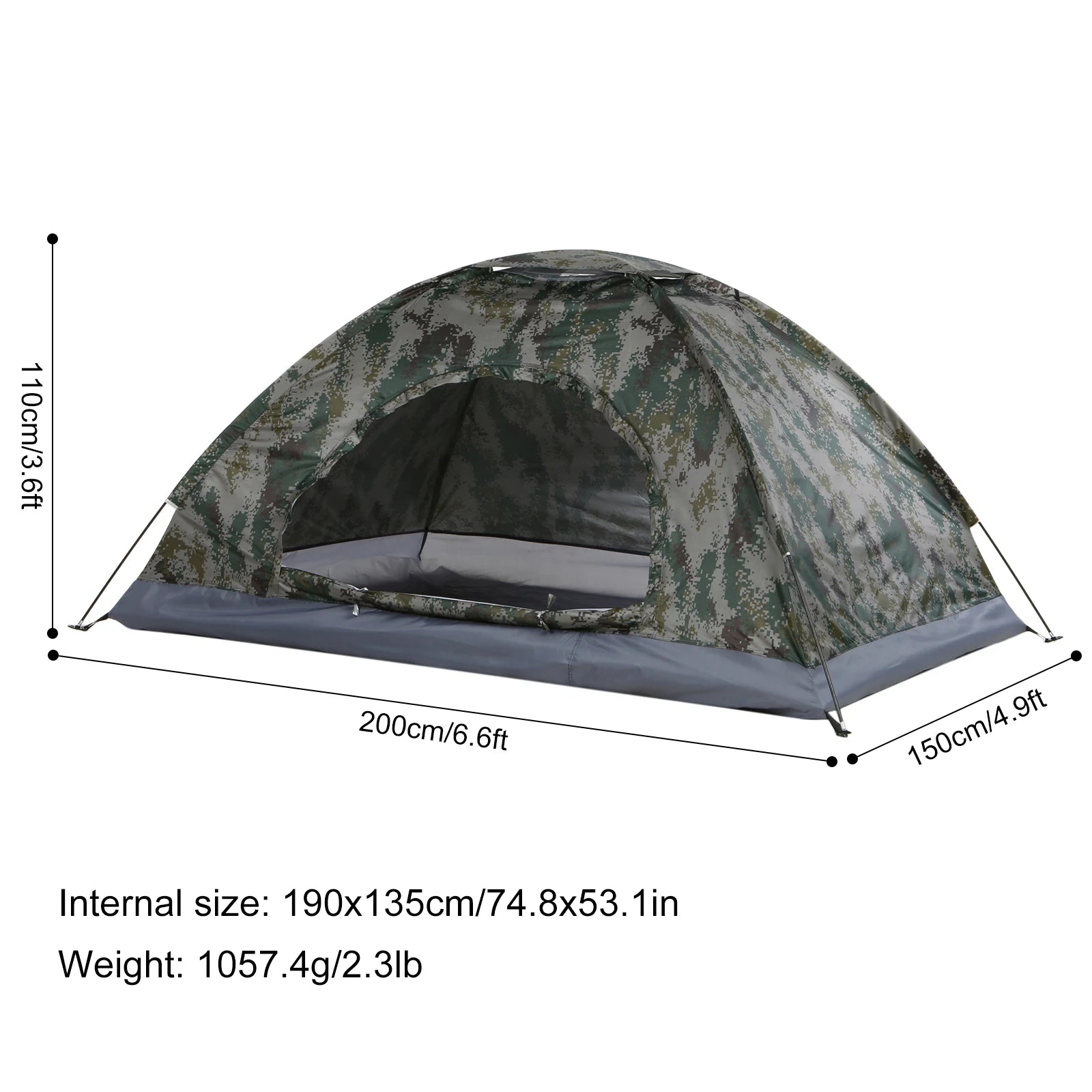 Ultralight Camping Tent Single Layer Portable Tent Anti-UV Coating UPF 30+ for Outdoor Beach Fishing