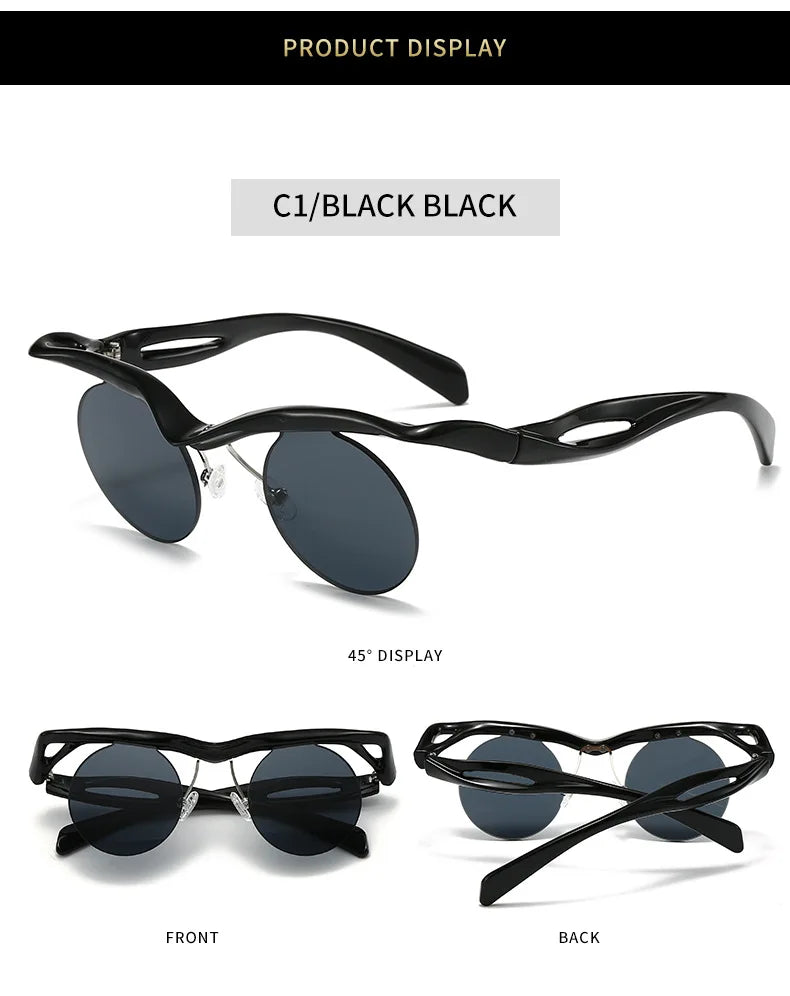 Unique Round Sunglasses for Women Men Fashion Punk Cool Decoration Sun Glasses High Quality Goggles Shades