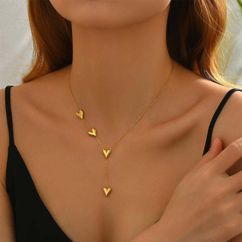 Lxalry 18K Gold-Plated Heart Necklace, Recycled Steel, Minimalist, Hypoallergenic, Ocean-Safe, Everyday Elegance Glow
