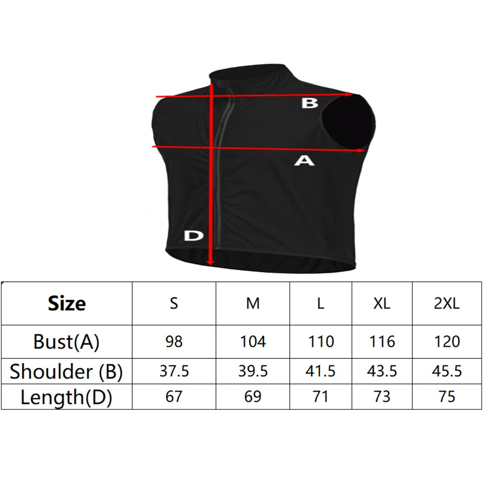 Rsantce Men Jerseys Windproof Waterproof Lightweight Cycling Sleeveless Jacket Mtb Bike Uniform Bicycle Jersey Clothing Vest
