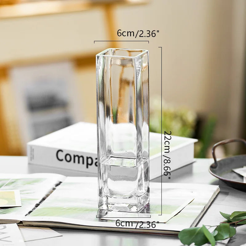 Light Luxury, Creative, High Grade, Original Color Glass, Transparent Vase, Living Room, Soft Decoration, Aquaculture, Flower