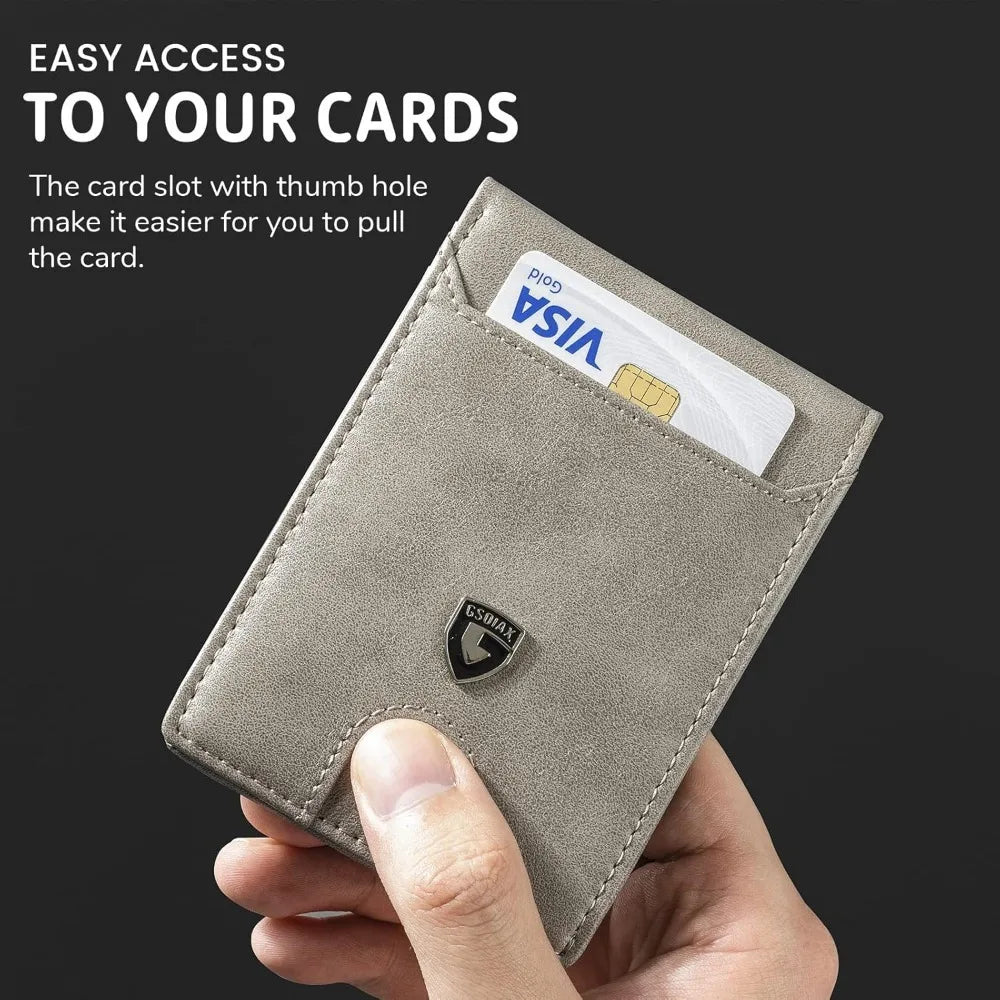 Mens Slim Wallet RFID Blocking Bifold wallets for men Minimalist Genuine Leather Carbon Fiber Card Holder Money Clip Thin Mens w