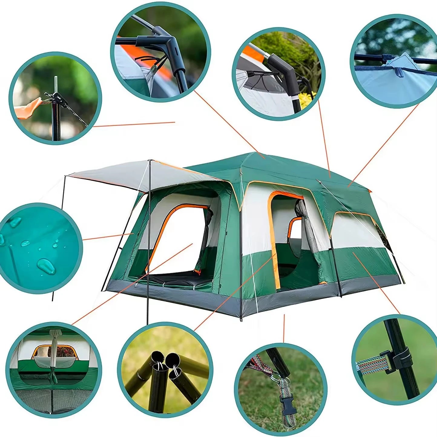 2025 Upgraded Version Two Bedroom One Living Room Windproof Waterproof Folding Tent Portable Family Camping Tent