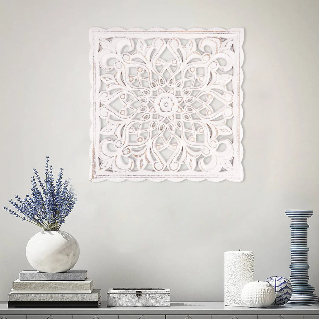 Hollow Carved Wooden Wall Decor Floral Wall Panel Hanging Decor Carved Hanging Ornaments Old Decorative Background Wall Hanging