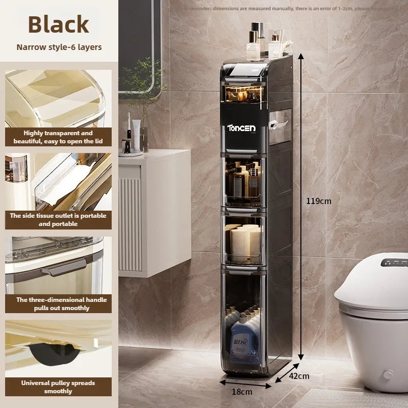 Bathroom crevice cabinet, bathroom living room storage cabinet, multifunctional storage cabinet, storage rack, large capacity
