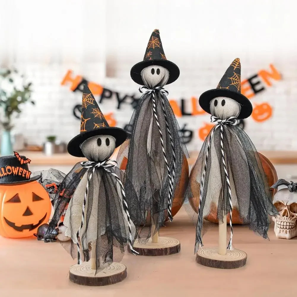 Fun Halloween Decorations Halloween Decor Set of 3 Wooden Ghost Ornaments Adorable Halloween Decorations with Fabric for A