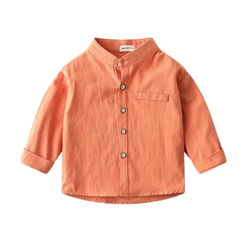 Baby Clothes Boys Shirts Buttons Soft Cotton Fall Kids Blouse Boutique Infantil 1 to 2 3 4 5 6 Yrs Casual White Blue Yellow Tops