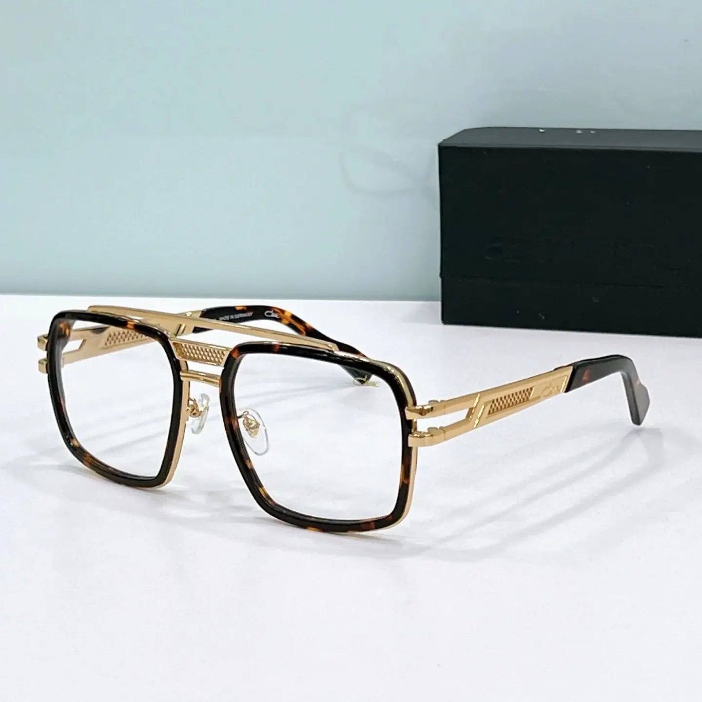 Original CAZA MOD6033 Classic Stylish Gradient Blue Lenses Men Sunglasses Luxury Design Gold Alloy Frame Women Couple Eyewear