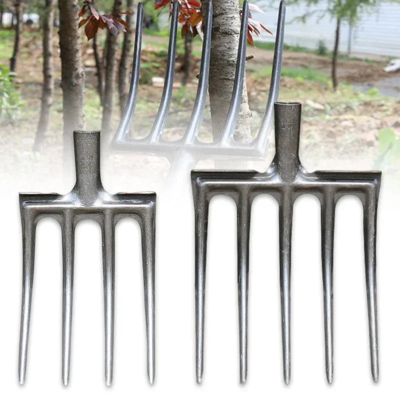1Pcs 4/5 Teeth Soil Digging Fork Manganese Steel Garden Spading Fork For Digging Manure Planting Vegetables Agricultural Tool