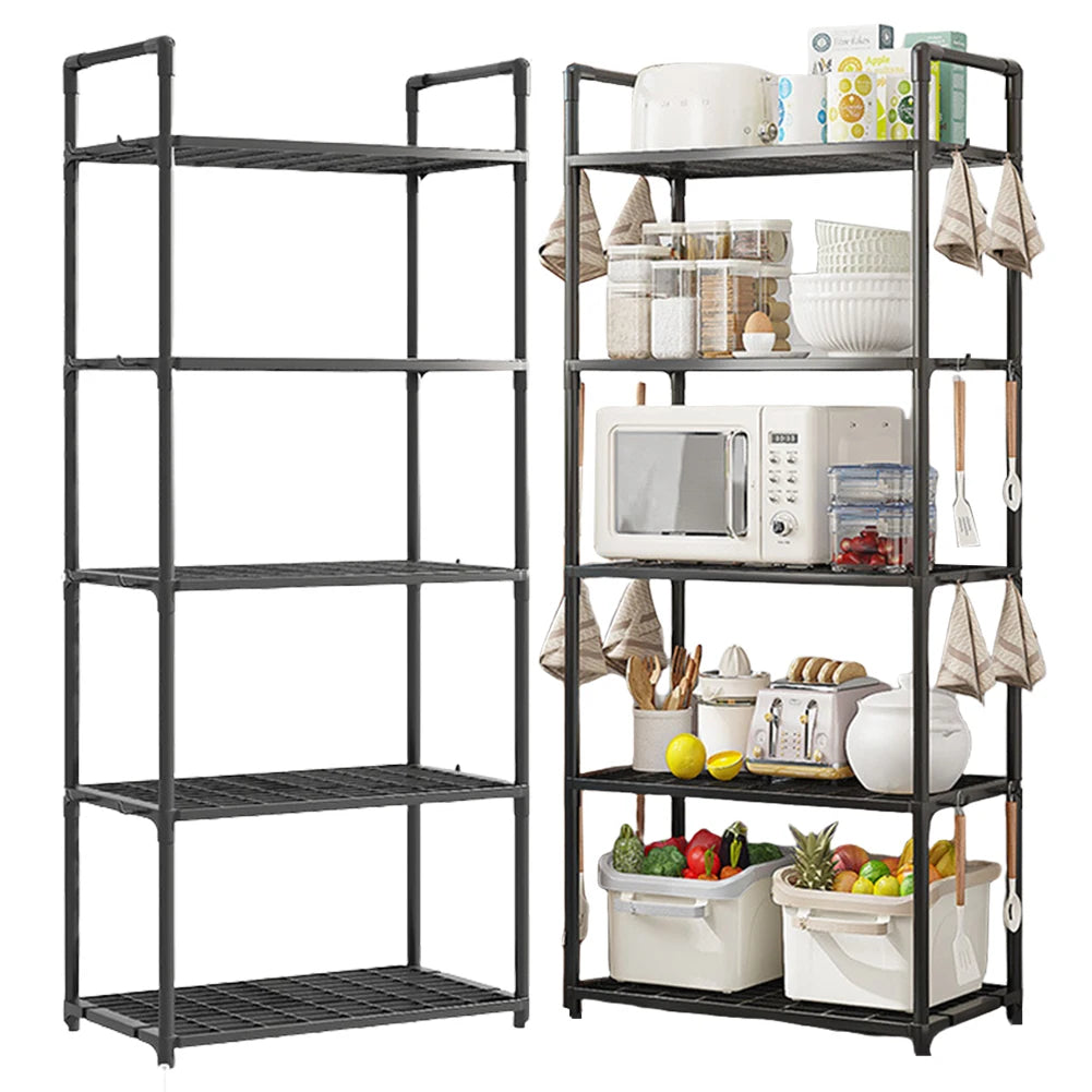 5 Tier Storage Shelves Adjustable Storage Rack 66 Lbs Capacity Storage Shelf for Kitchen Pantry Closet Bathroom Laundry Garage