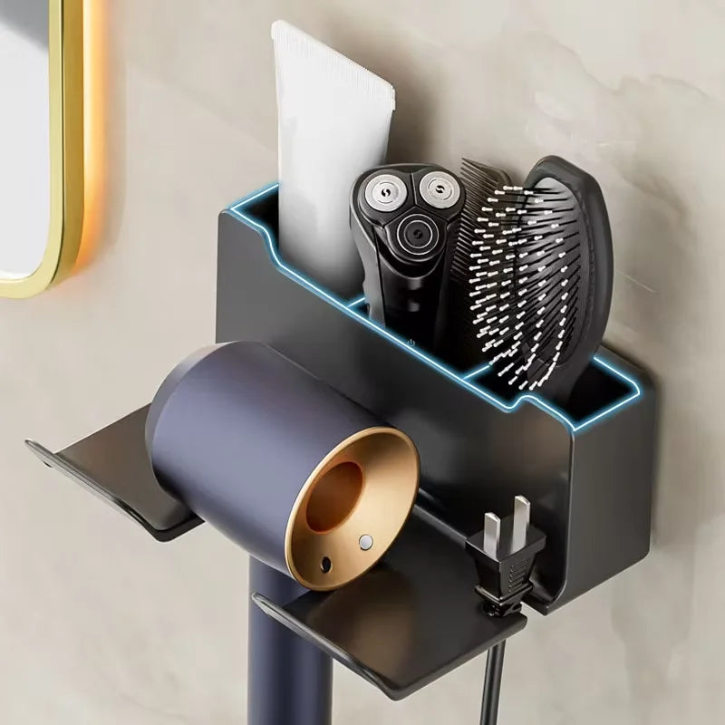 Bathroom hair dryer storage rack Multi functional storage rack Wall mounted non perforated hair dryer storage rack