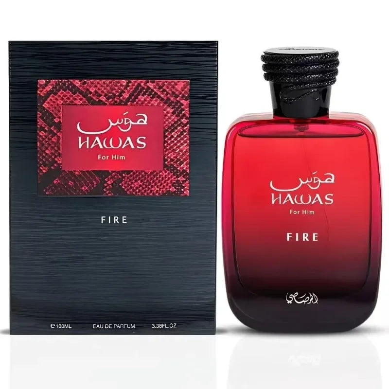 RASASI Hawas Fire Eau de Parfum Spray 100ml Original Arab Perfumes Lasting Aromatic Aquatic Pheromones Perfume Cologne Makeup