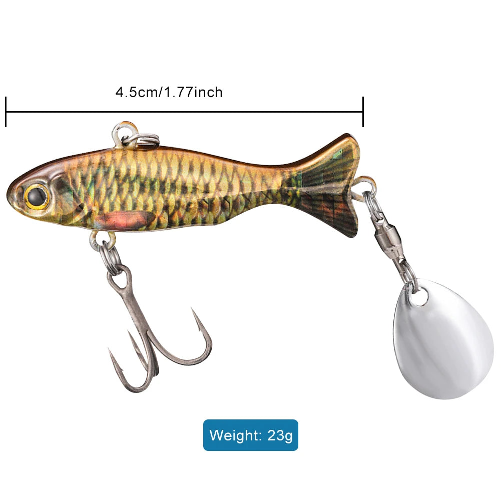 Metal Vib Fishing Lure with Sharp Treble Hooks Hard Bait Artificial Bait Bass Pike Carp Sea Fishing Lure